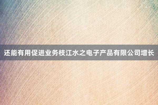 还能有用促进业务枝江水之电子产品有限公司增长